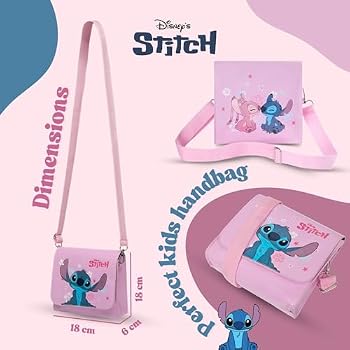 Disney Stitch & Angel Pink Shoulder Bag for Girls - Official Lilo